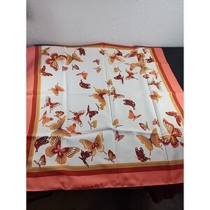 Vintage 60s Square 26" Scarf Butterflies Multi Color Mod, MCM Cottage Core